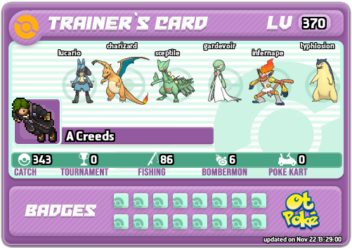 A Creeds Card otPokemon.com