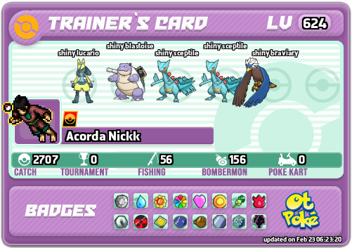 Acorda Nickk Card otPokemon.com